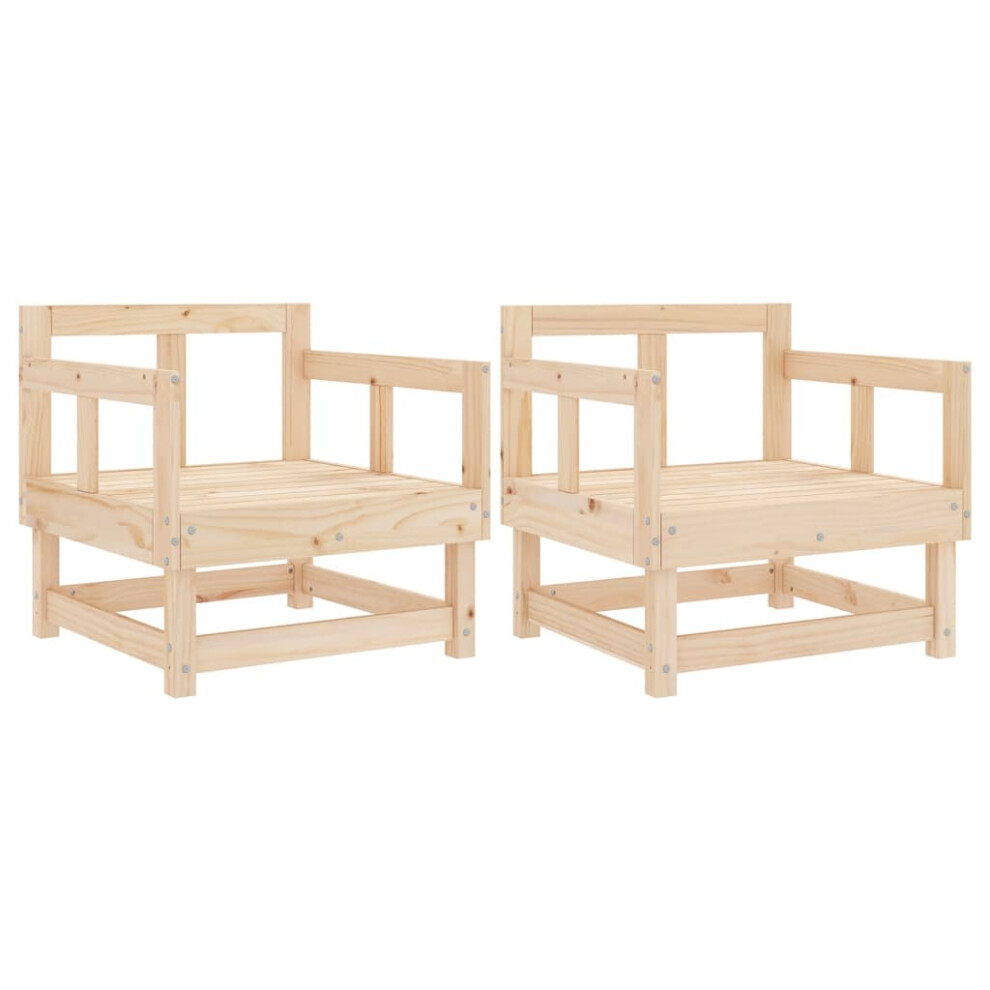 Vidaxl (Natural Pine, Armchair (2 Pcs)) Garden Middle Sofa Footrest Outdoor Sofa Coffee Table Solid Wood Pine