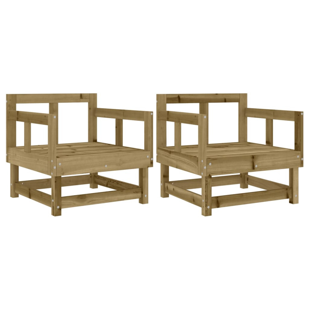 (natural impregnated, armchair (2 pcs)) vidaXL Garden Middle Sofa Footrest Outdoor Sofa Coffee Table Solid Wood Pine