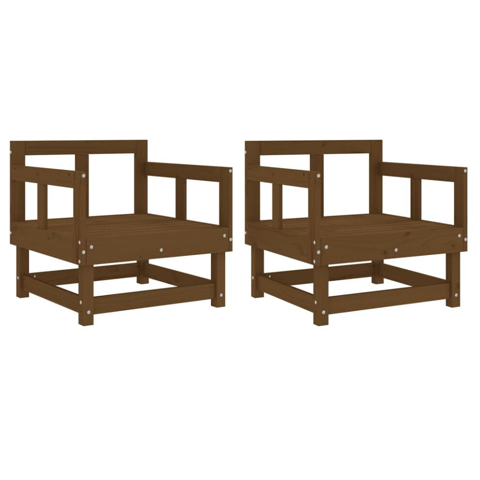 Vidaxl (Honey Brown Pine, Armchair (2 Pcs)) Garden Middle Sofa Footrest Outdoor Sofa Coffee Table Solid Wood Pine