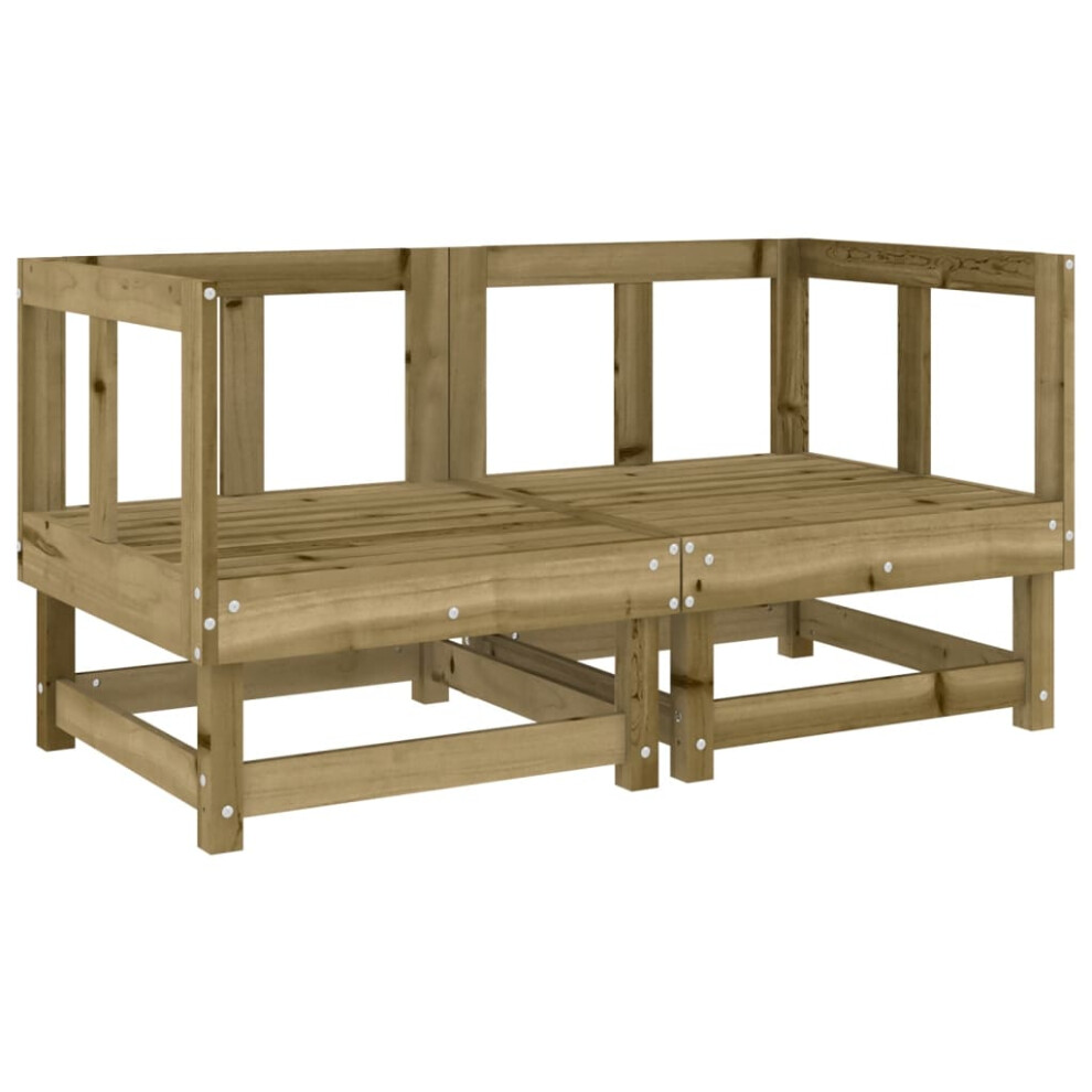Vidaxl (Natural Impregnated, Corner Sofa (2 Pcs)) Garden Middle Sofa Footrest Outdoor Sofa Coffee Table Solid Wood Pine Brown
