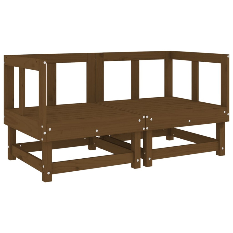 Vidaxl (Honey Brown Pine, Corner Sofa (2 Pcs)) Garden Middle Sofa Footrest Outdoor Sofa Coffee Table Solid Wood Pine