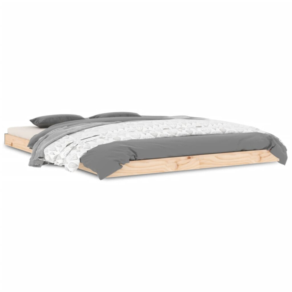 New Vidaxl (Natural, 135 X 190 Cm) Bed Frame Bedroom Bedstead Bed Base Mattress Foundation Solid Wood Pine