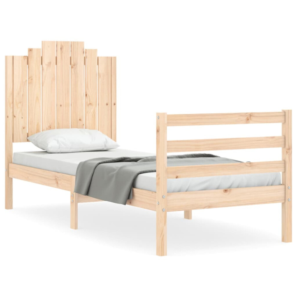 (natural, 75 X 190 cm) vidaXL Bed Frame Bedroom Platform Bed Frame Bedstead With Headboard Solid Wood