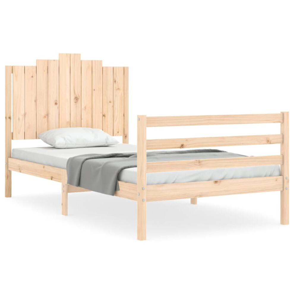 (natural, 100 x 200 cm) vidaXL Bed Frame Bedroom Platform Bed Frame Bedstead with Headboard Solid Wood