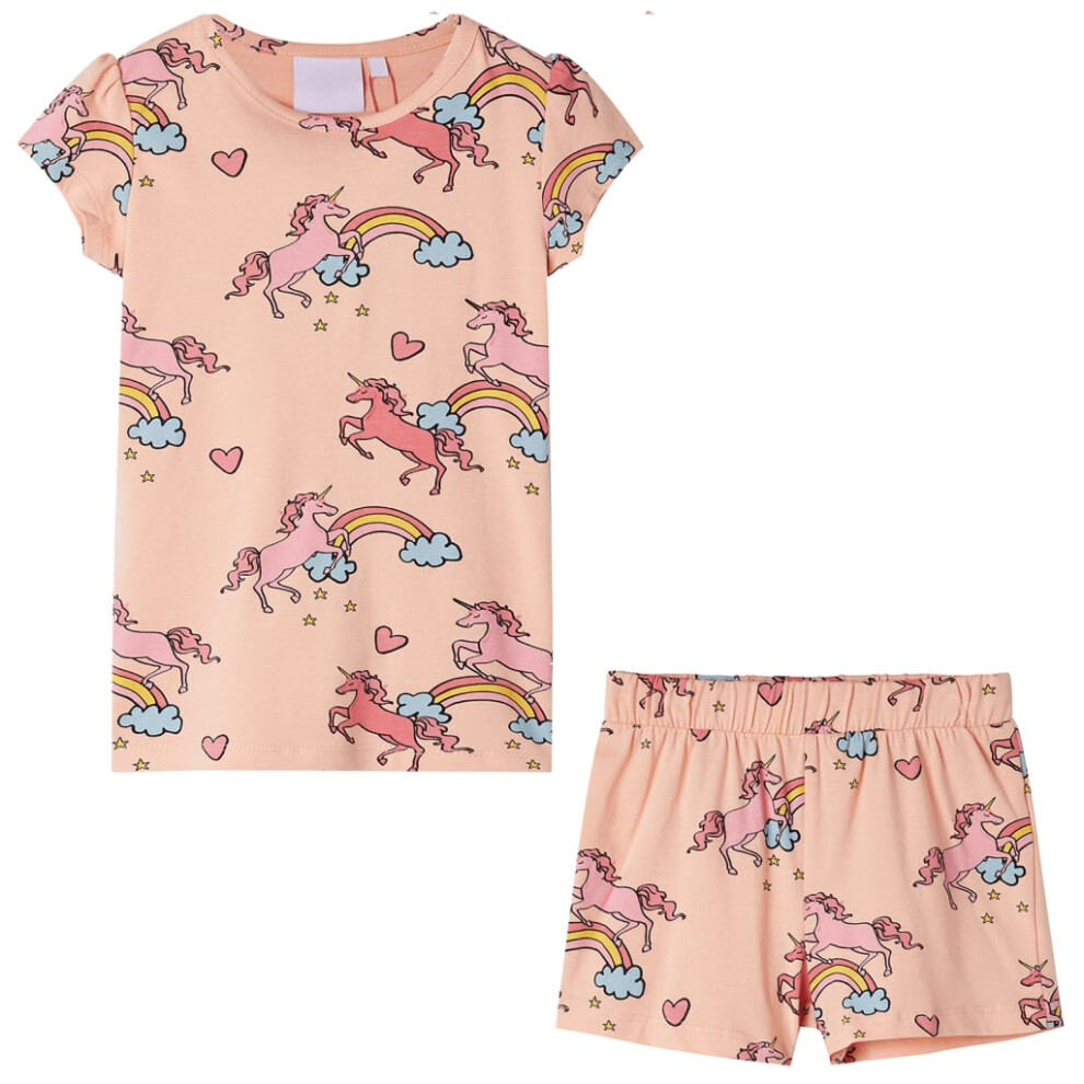 Vidaxl (116) Kids' Pyjamas With Short Sleeves Children Nightwear Sleepwear Light Orange