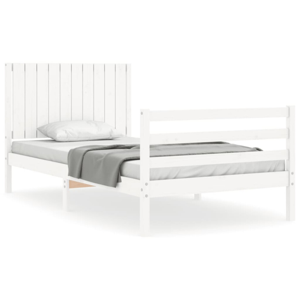 (white, 100 x 200 cm) vidaXL Bed Frame Bedroom Platform Bed Frame Bedstead with Headboard Solid Wood