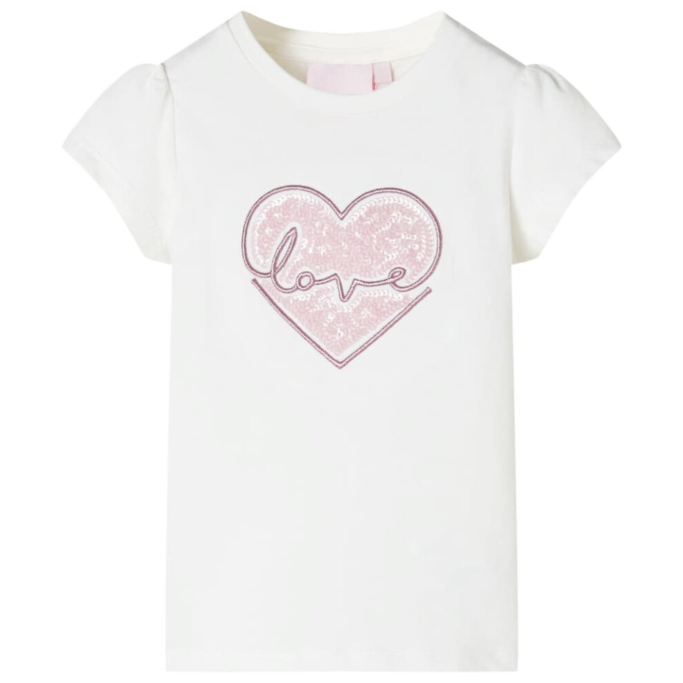 (ecru, 92) Kids' T-shirt Short Sleeves Children's T Shirt Tee Top Sequinned Heart Design