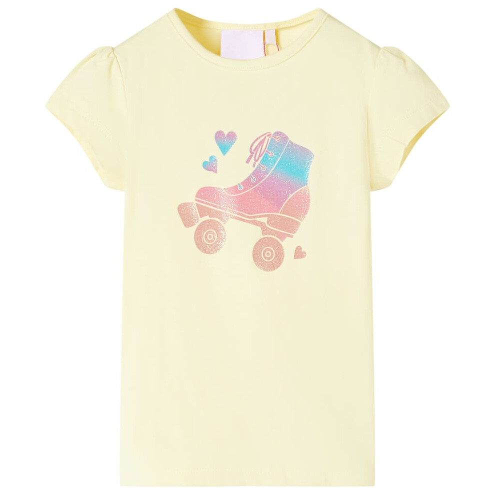 Vidaxl (Yellow, 116) Kids' T-Shirt Short Sleeves Children's T Shirt Tee Roller Skate Print Soft