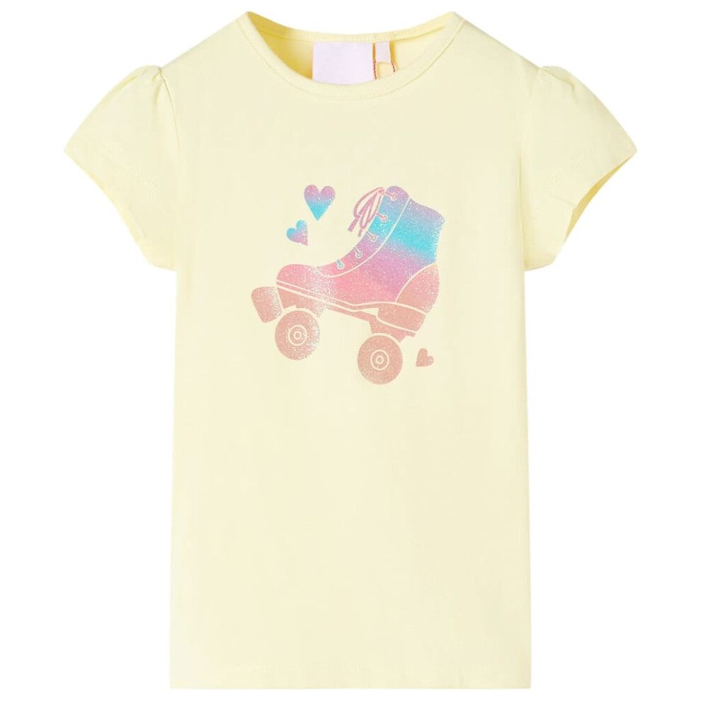Vidaxl (, 128) Kids' T-Shirt Short Sleeves Children's T Shirt Tee Roller Skate Print Soft Yellow