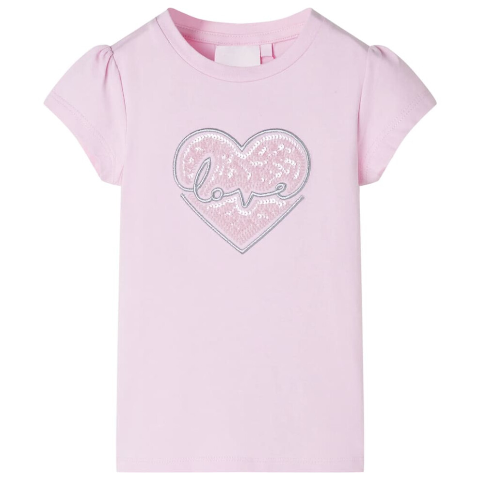 (light pink, 92) Kids' T-shirt Short Sleeves Children's T Shirt Tee Top Sequinned Heart Design