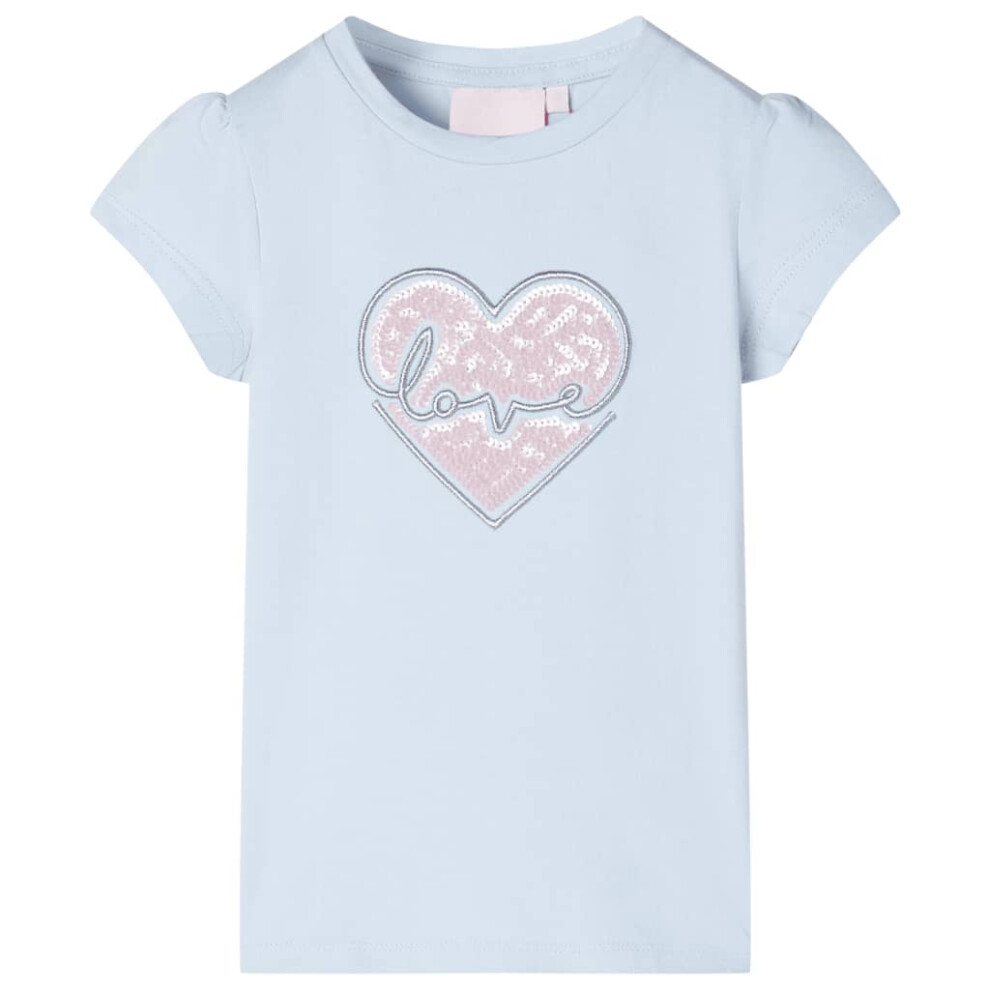 (light blue, 92) Kids' T-shirt Short Sleeves Children's T Shirt Tee Top Sequinned Heart Design