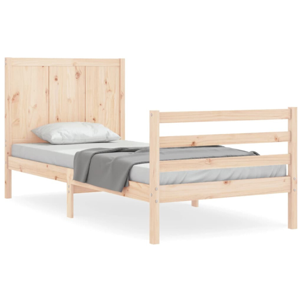 (natural, 75 x 190 cm) vidaXL Bed Frame Bedroom Platform Bed Frame Bedstead with Headboard Solid Wood