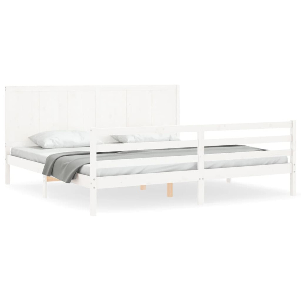 (white, 180 x 200 cm) vidaXL Bed Frame Bedroom Platform Bed Frame Bedstead with Headboard Solid Wood