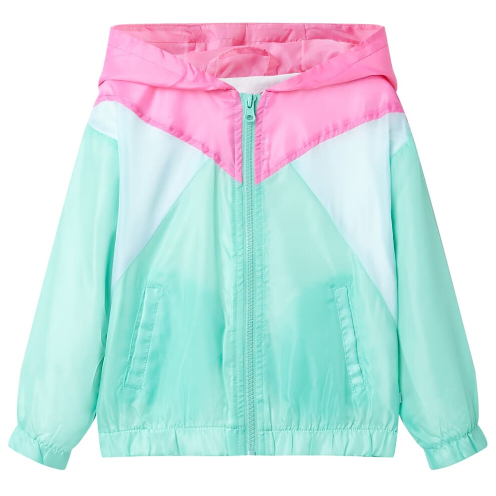 Vidaxl (, 116) Kids' Hooded Jacket With Zip Children's Long Sleeves Coat Kids Zip Up Jacket Green