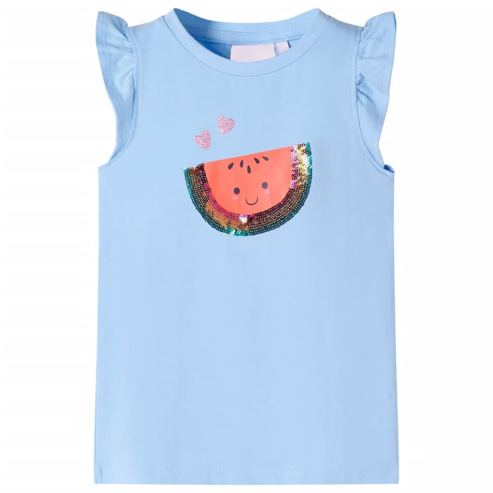 (blue, 92) Kids' T-shirt with Ruffle Sleeves Children's T Shirt Tee Sequinned Watermelon