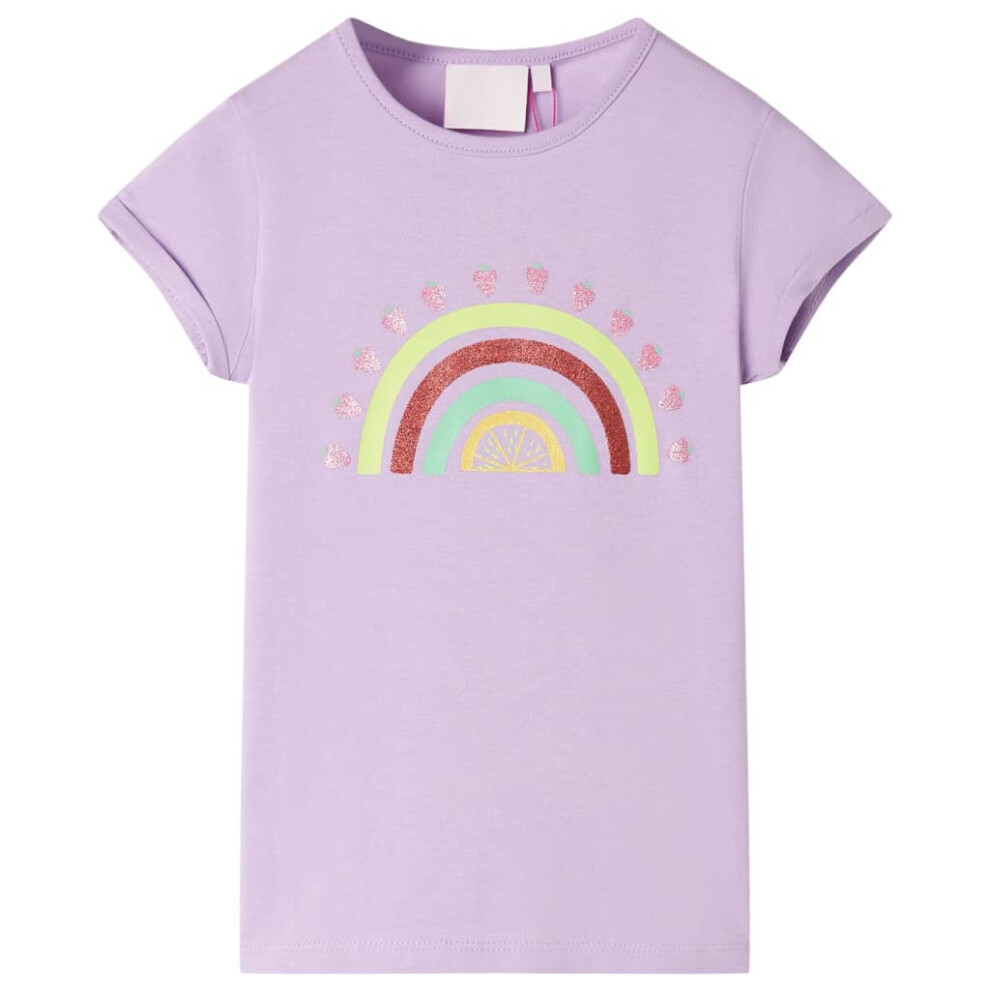 (lilac, 92) Kids' T-shirt Short Sleeves Children's T Shirt Kids' Tops Tee Rainbow Print