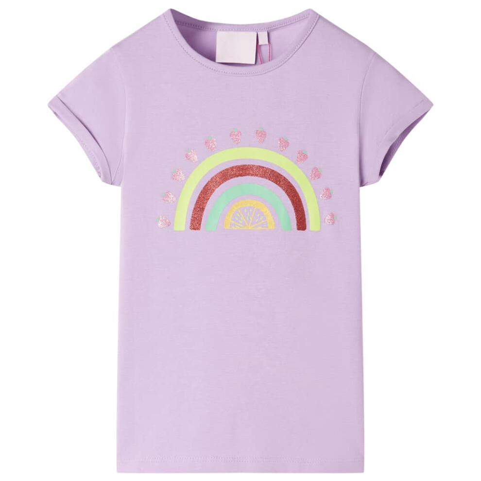 (lilac, 104) Kids' T-shirt Short Sleeves Children's T Shirt Kids' Tops Tee Rainbow Print