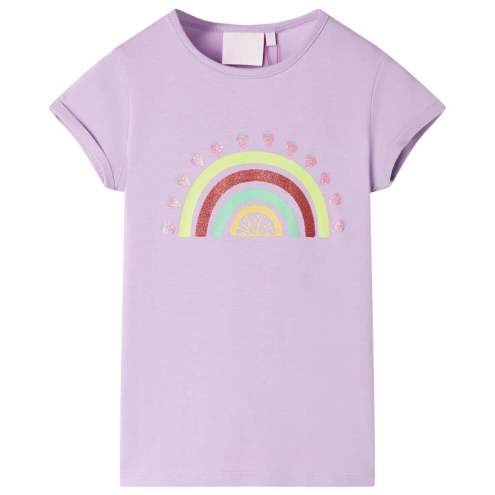 (lilac, 128) Kids' T-shirt Short Sleeves Children's T Shirt Kids' Tops Tee Rainbow Print