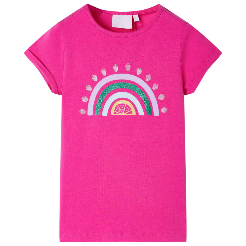 Vidaxl (, 116) Kids' T-Shirt Short Sleeves Children's T Shirt Kids' Tops Tee Rainbow Print Pink