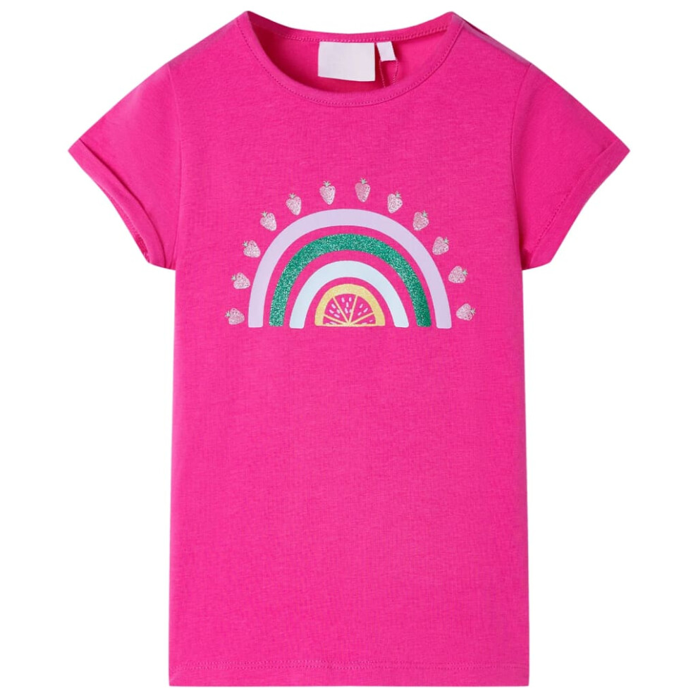 (pink, 128) Kids' T-shirt Short Sleeves Children's T Shirt Kids' Tops Tee Rainbow Print