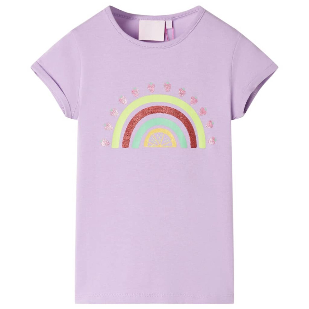 (lilac, 140) Kids' T-shirt Short Sleeves Children's T Shirt Kids' Tops Tee Rainbow Print