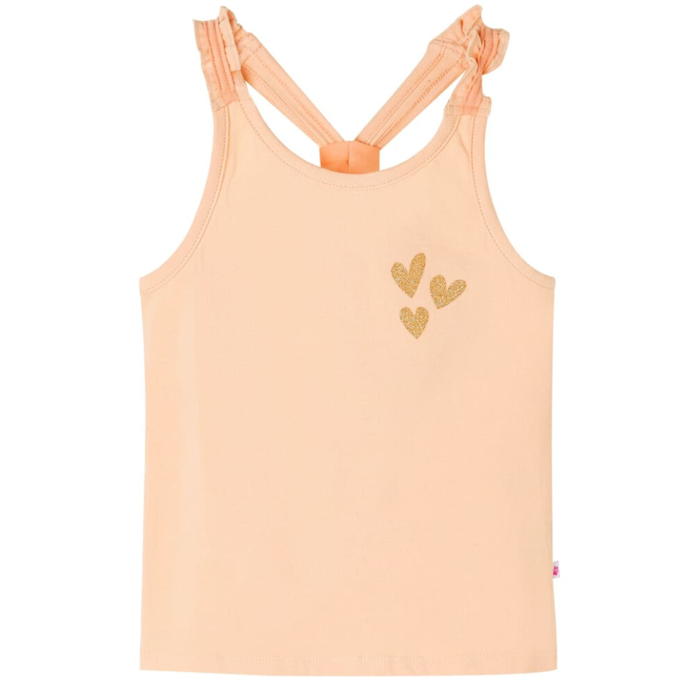 Vidaxl (, 116) Kids' Tank Top Sleeveless Children's Camisole Undershirt Vest Glitter Heart Orange