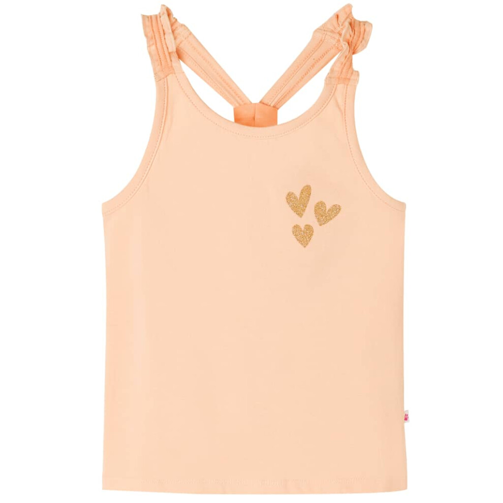 New Vidaxl Women's (, 128) Kids' Tank Top Sleeveless Children's Camisole Undershirt Vest Glitter Heart Orange
