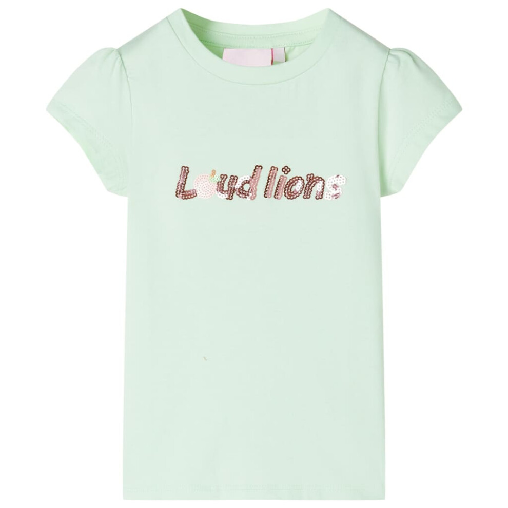 (green, 92) Kids' T-shirt with Cap Sleeves Children's T Shirt Tee Top Sequinned Letters