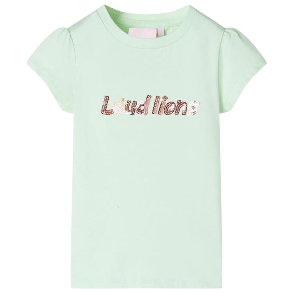 (green, 140) Kids' T-shirt with Cap Sleeves Children's T Shirt Tee Top Sequinned Letters