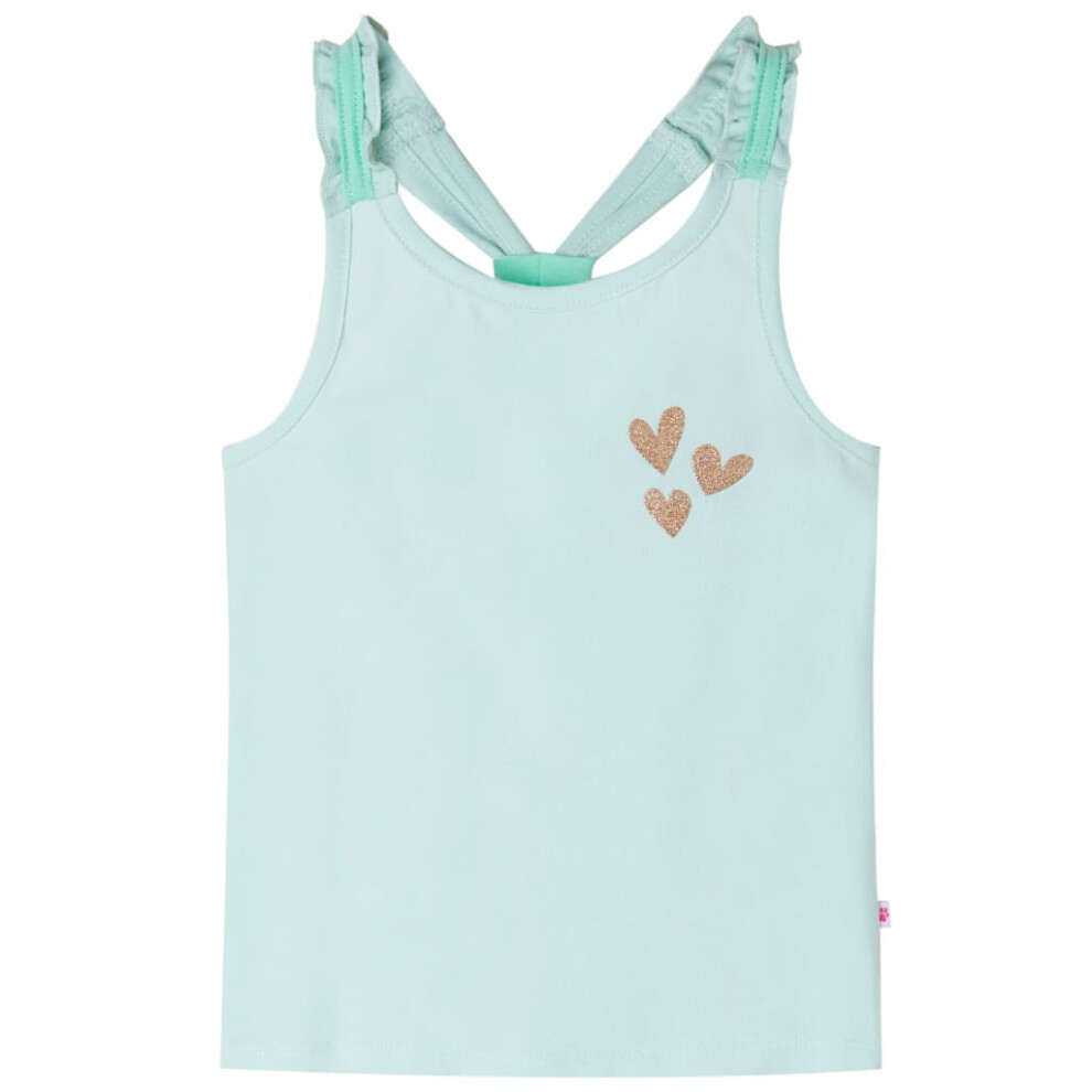 (mint, 104) Kids' Tank Top Sleeveless Children's Camisole Undershirt Vest Glitter Heart