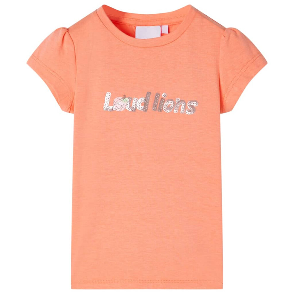 (orange, 140) Kids' T-shirt with Cap Sleeves Children's T Shirt Tee Top Sequinned Letters