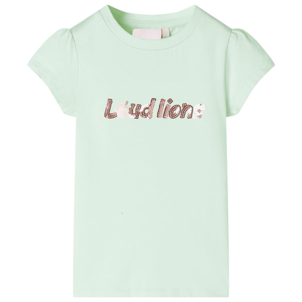 (green, 128) Kids' T-shirt with Cap Sleeves Children's T Shirt Tee Top Sequinned Letters