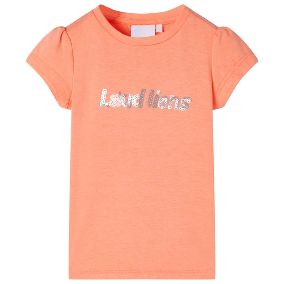 (orange, 116) Kids' T-shirt with Cap Sleeves Children's T Shirt Tee Top Sequinned Letters