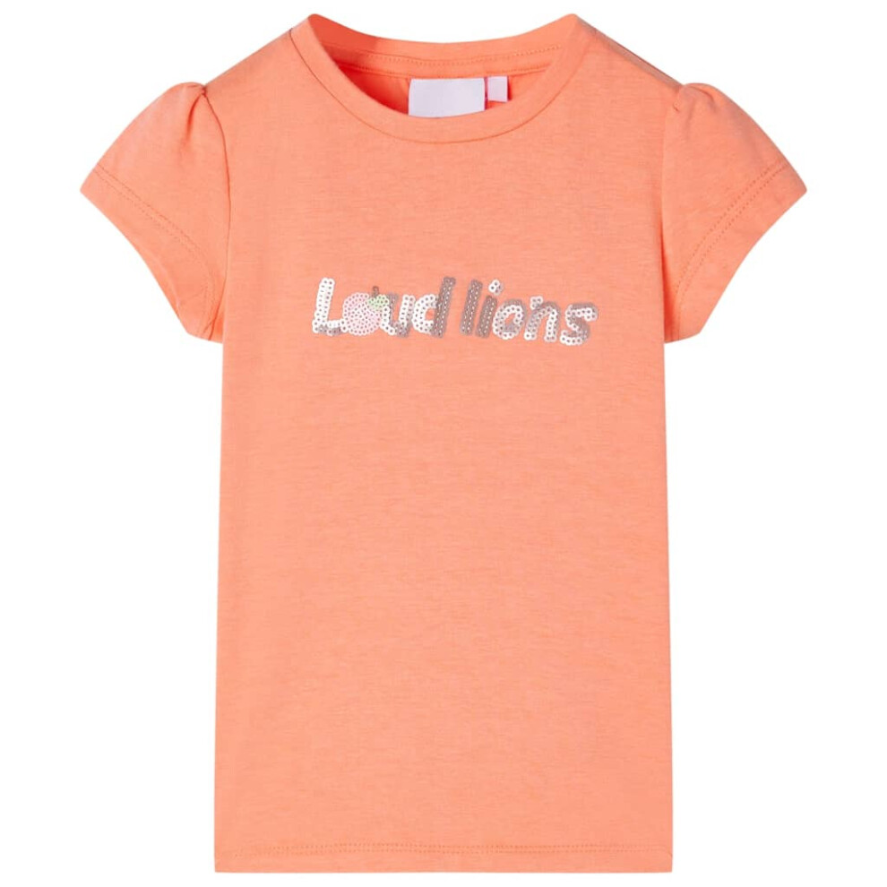 (orange, 128) Kids' T-shirt with Cap Sleeves Children's T Shirt Tee Top Sequinned Letters