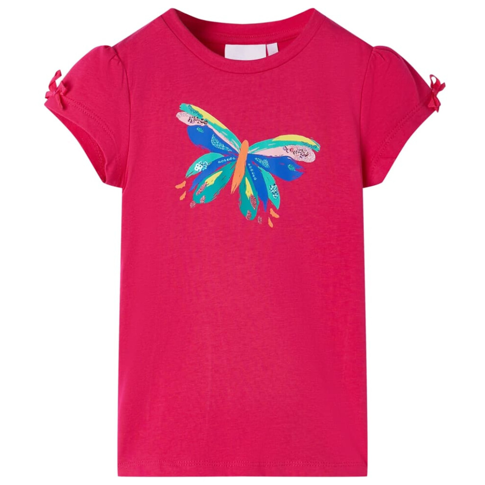 (bright pink, 104) Kids' T-shirt Short Sleeves Children's T Shirt Kids' Tops Tee Butterfly Design