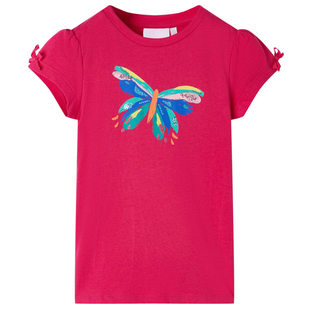 (bright pink, 116) Kids' T-shirt Short Sleeves Children's T Shirt Kids' Tops Tee Butterfly Design