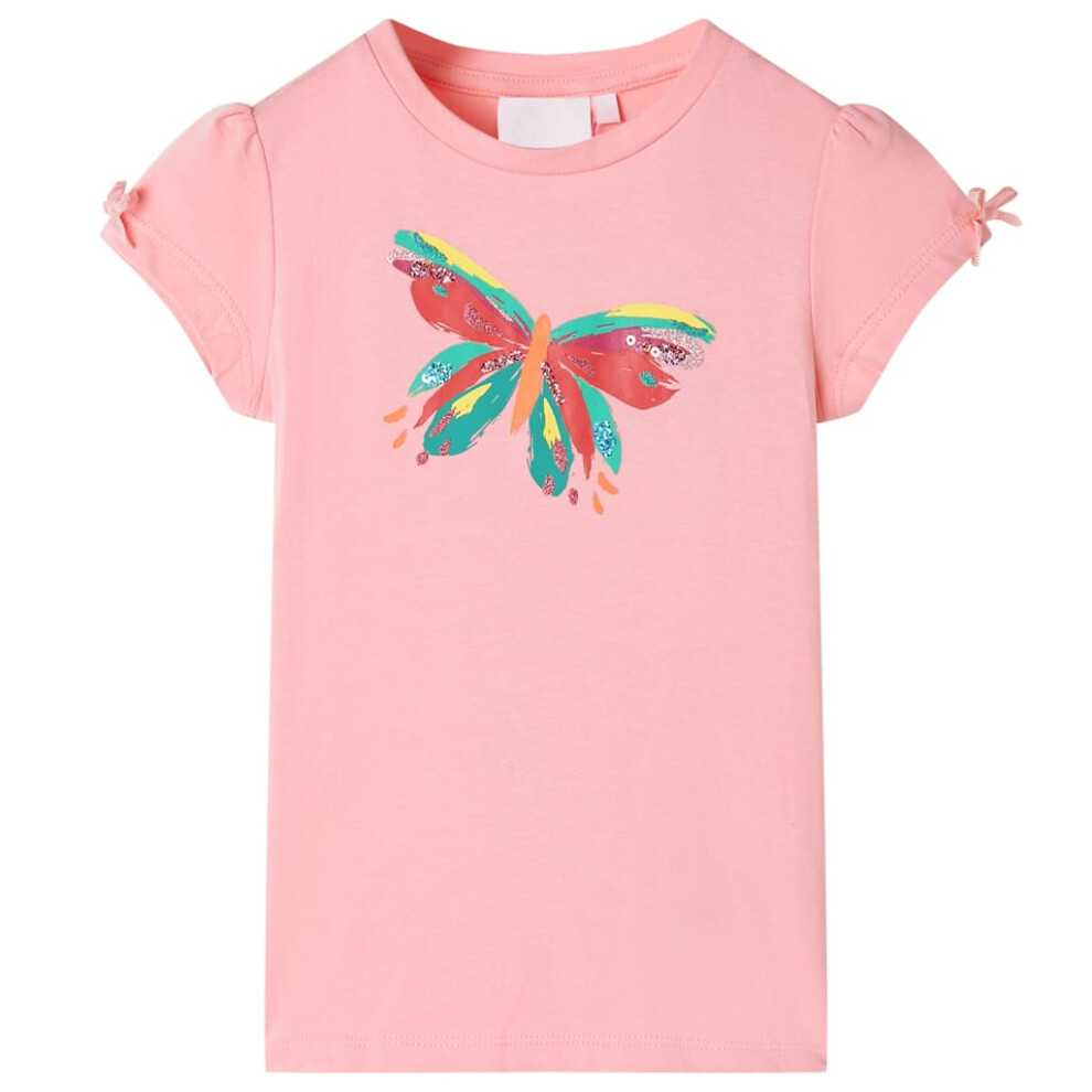 (pink, 140) Kids' T-shirt Short Sleeves Children's T Shirt Kids' Tops Tee Butterfly Design