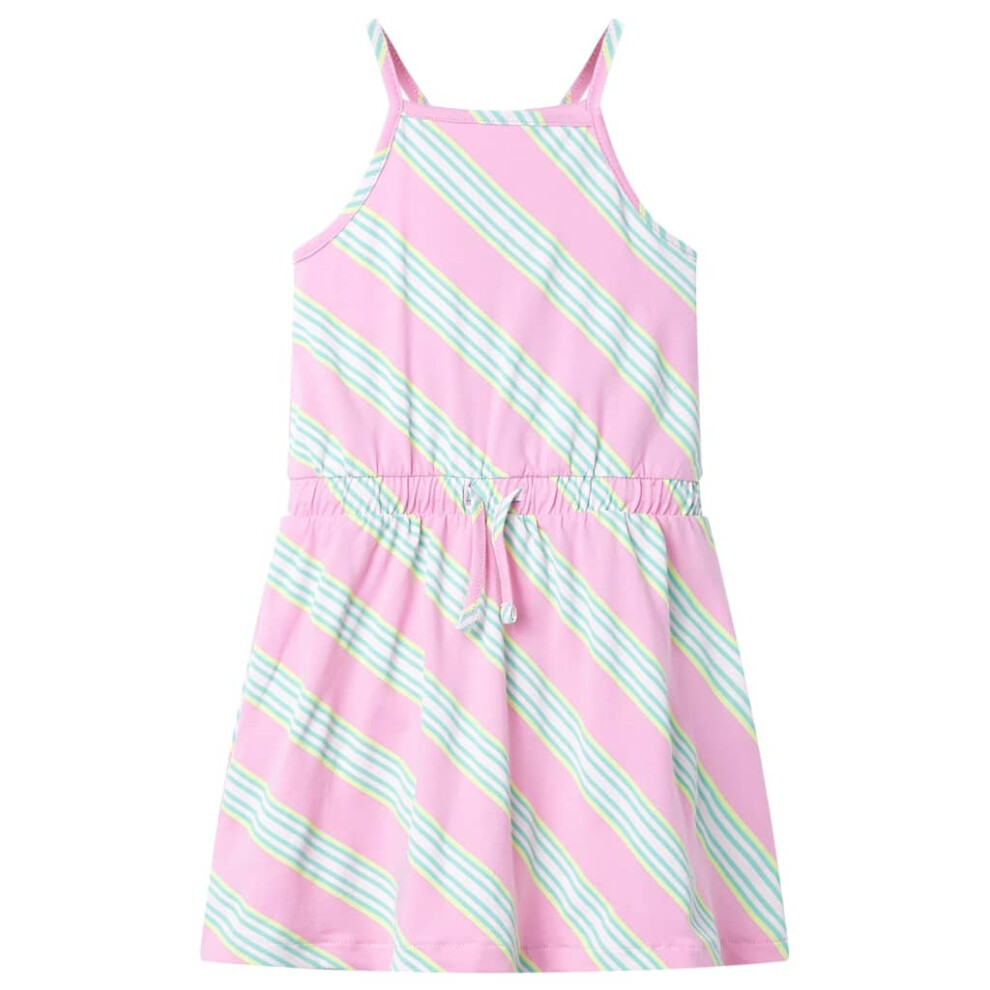 Vidaxl (128) Kids' Dress With Drawstring Sleeveless Dress School Toddler Girls' Dress Pink
