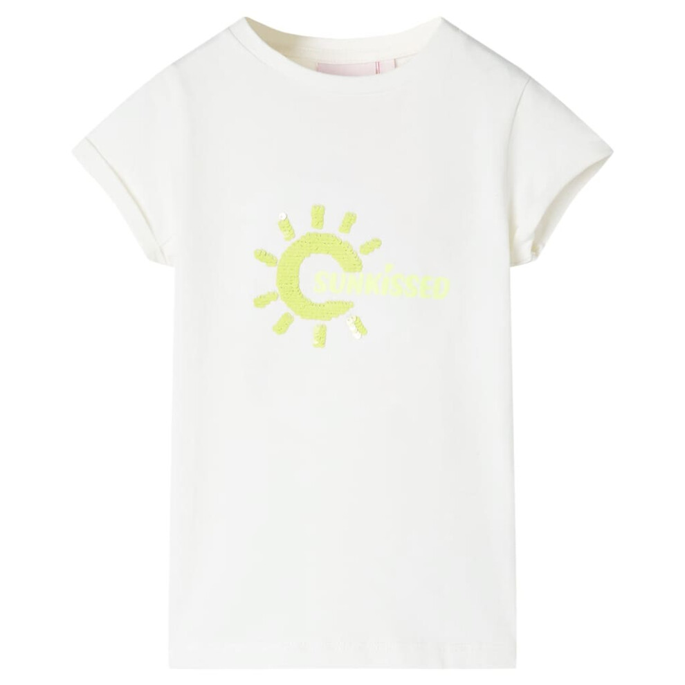 (ecru, 92) Kids' T-shirt Short Sleeves Tee Children's T Shirt Toddler Top Neon Yellow 92