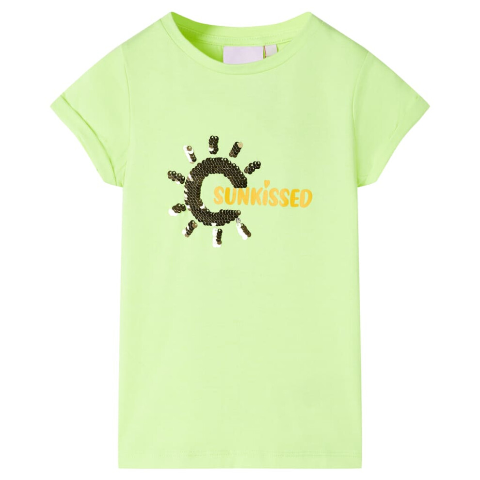 Vidaxl (, 116) Kids' T-Shirt Short Sleeves Tee Children's T Shirt Toddler Top Neon 92 Yellow
