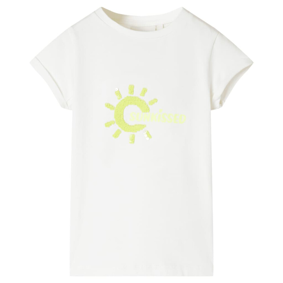 (ecru, 104) Kids' T-shirt Short Sleeves Tee Children's T Shirt Toddler Top Neon Yellow 92