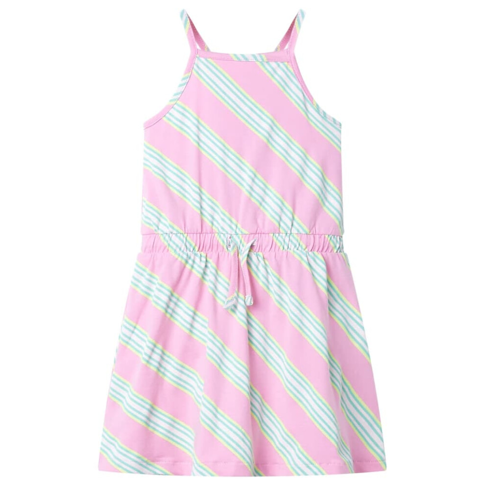 (116) Kids' Dress With Drawstring Sleeveless Dress School Toddler Girls' Dress Pink