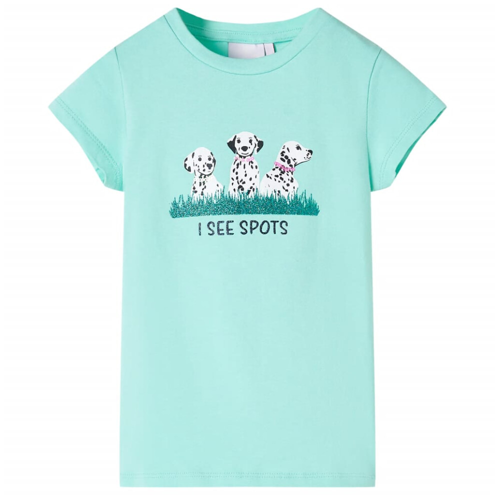 Vidaxl (Mint, 140) Kids' T-Shirt Short Sleeves Children's T Shirt Tee Toddler Top Dogs Print Not,Specified