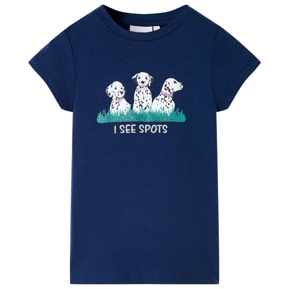 Vidaxl (, 116) Kids' T-Shirt Short Sleeves Children's T Shirt Tee Toddler Top Dogs Print Blue