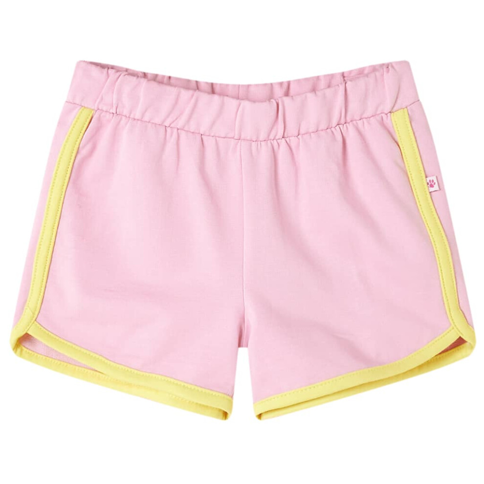 (140) Kids' Shorts with Trim Children Pants Elasticated Waist Shorts Bright Pink