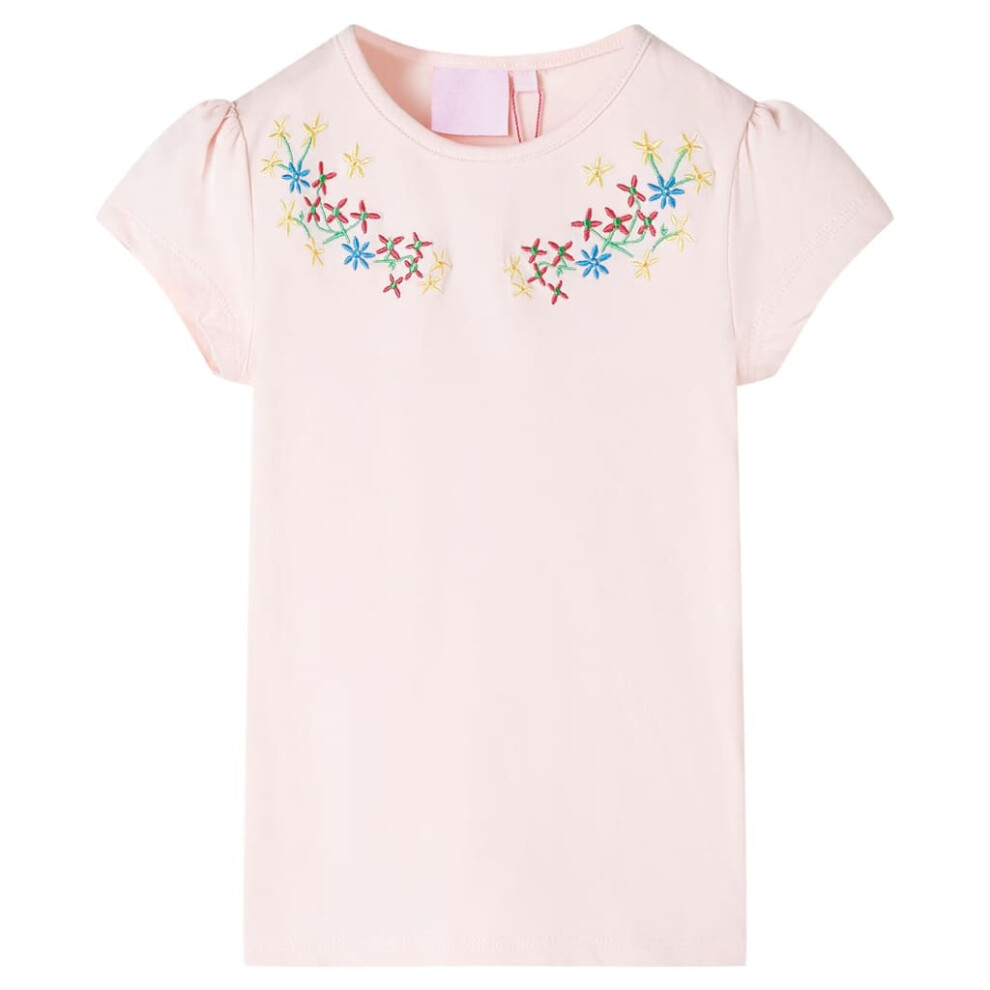 Vidaxl (, 116) Kids' T-Shirt Short Sleeves Tee Children's T Shirt Toddler Top Light Aqua 104 Pink