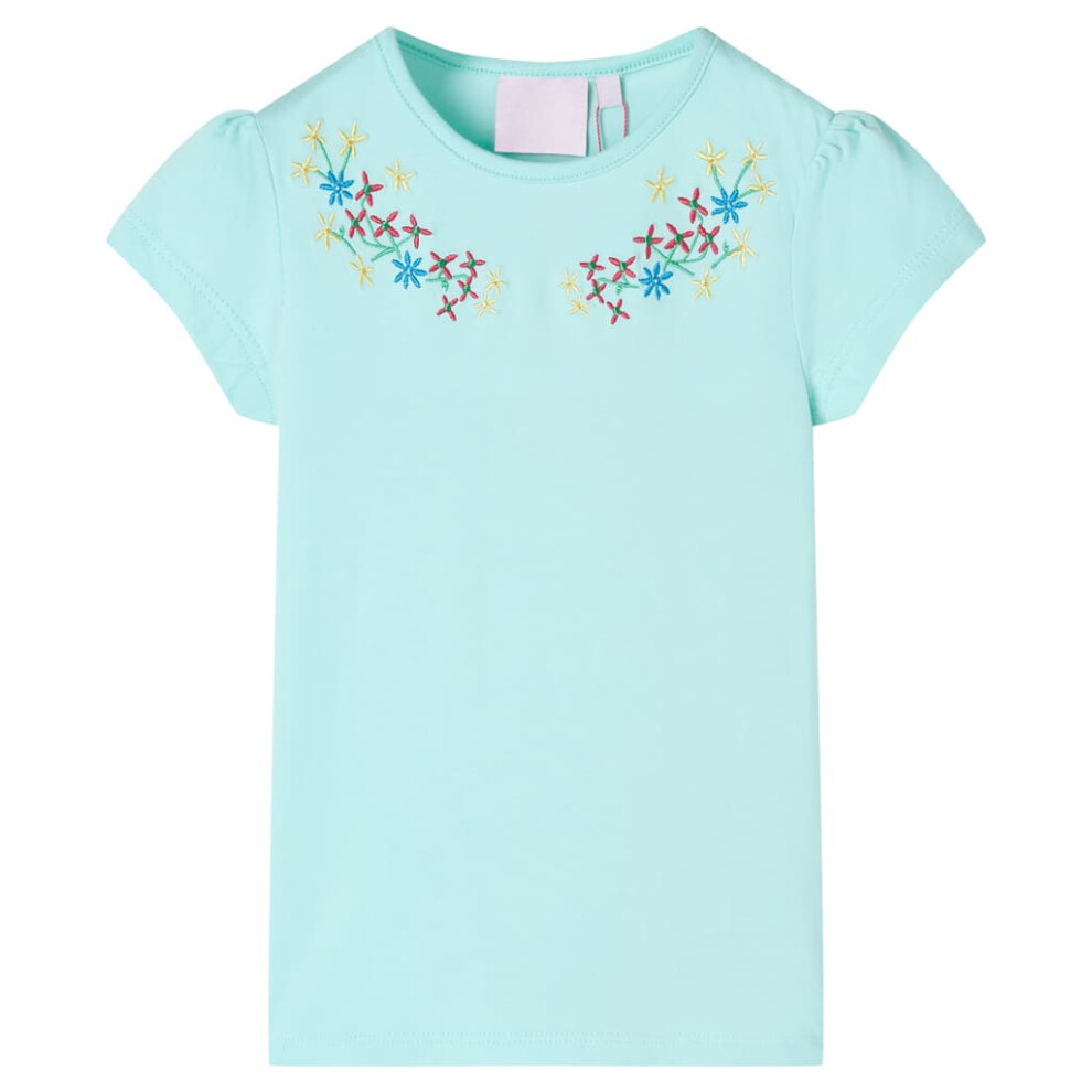Vidaxl (Aqua, 128) Kids' T-Shirt Short Sleeves Tee Children's T Shirt Toddler Top Light Aqua 104 Not,Specified