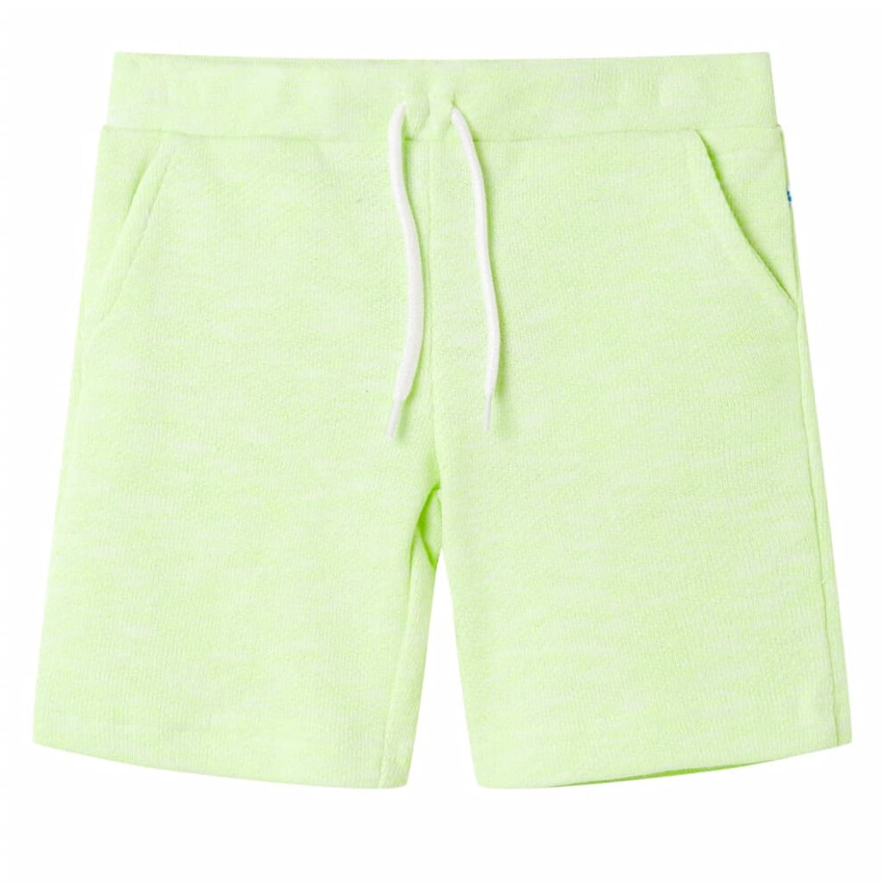 (128) Kids' Shorts with Drawstring Kids Pants Elasticated Waist Shorts Neon Yellow