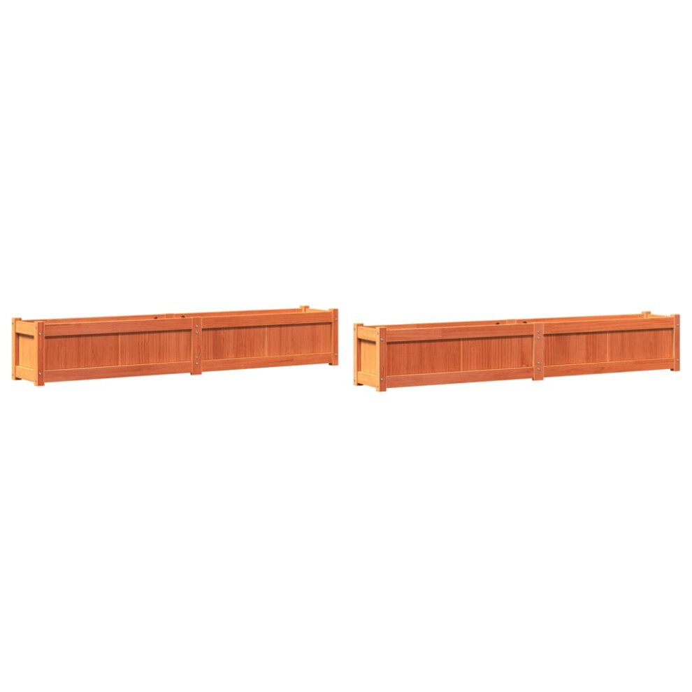 Vidaxl (Brown Pine, 2 Pcs) Garden Planters Patio Flower Pot Plant Pot Planter Box Solid Wood Pine