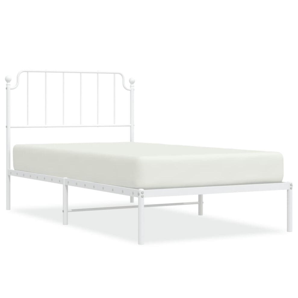 (white) vidaXL Metal Bed Frame Home Bedroom Bed Base Mattress Foundation Bedstead